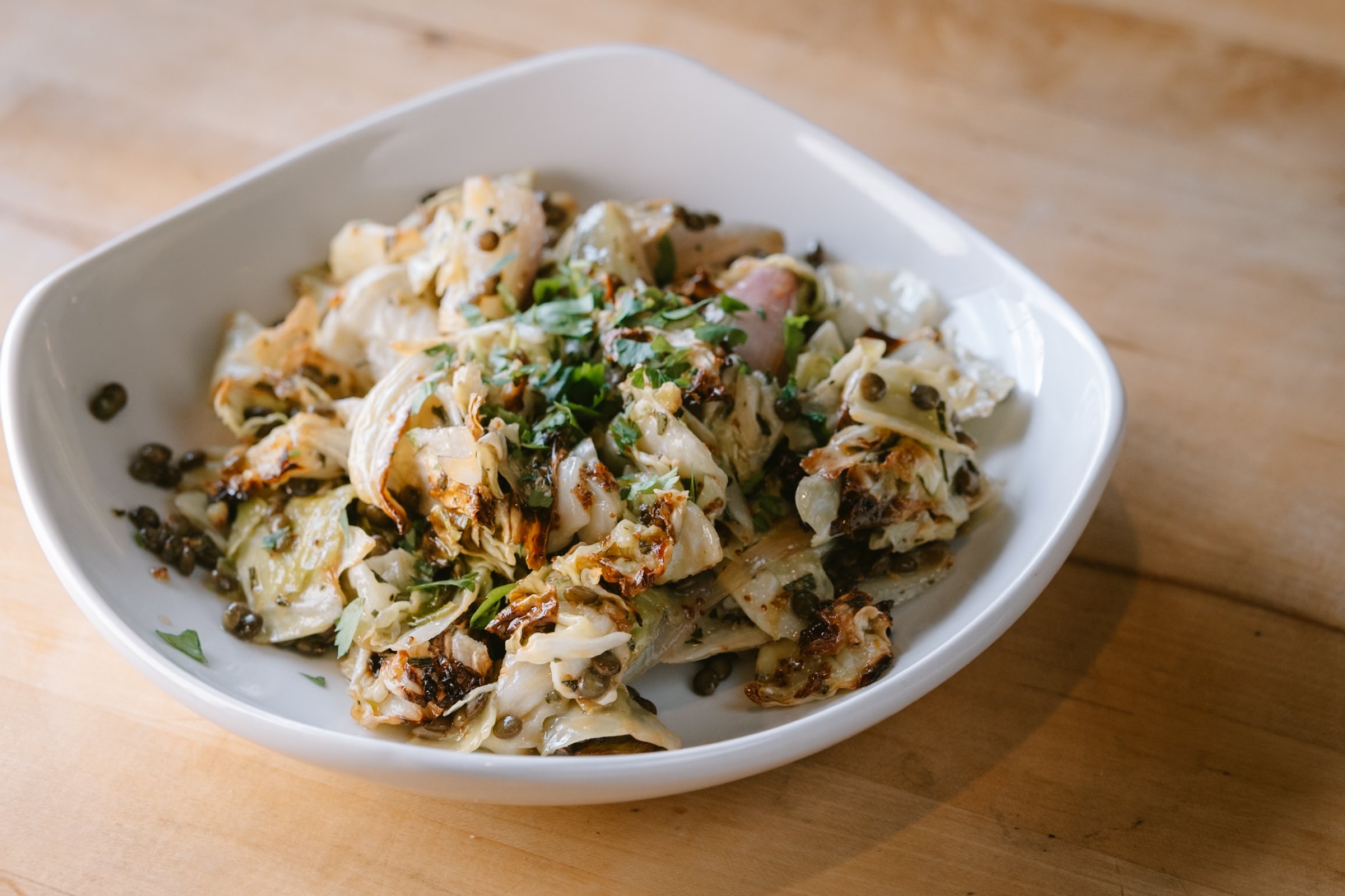 Cabbage, Shallots + Lentils Salad