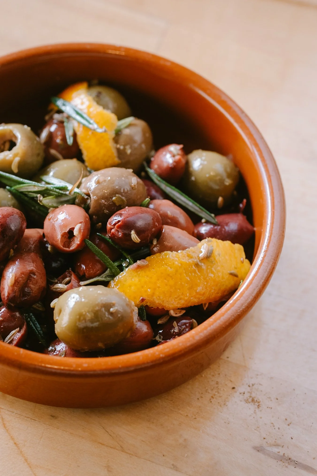 Marinated Olives + Citrus and Rosemary
