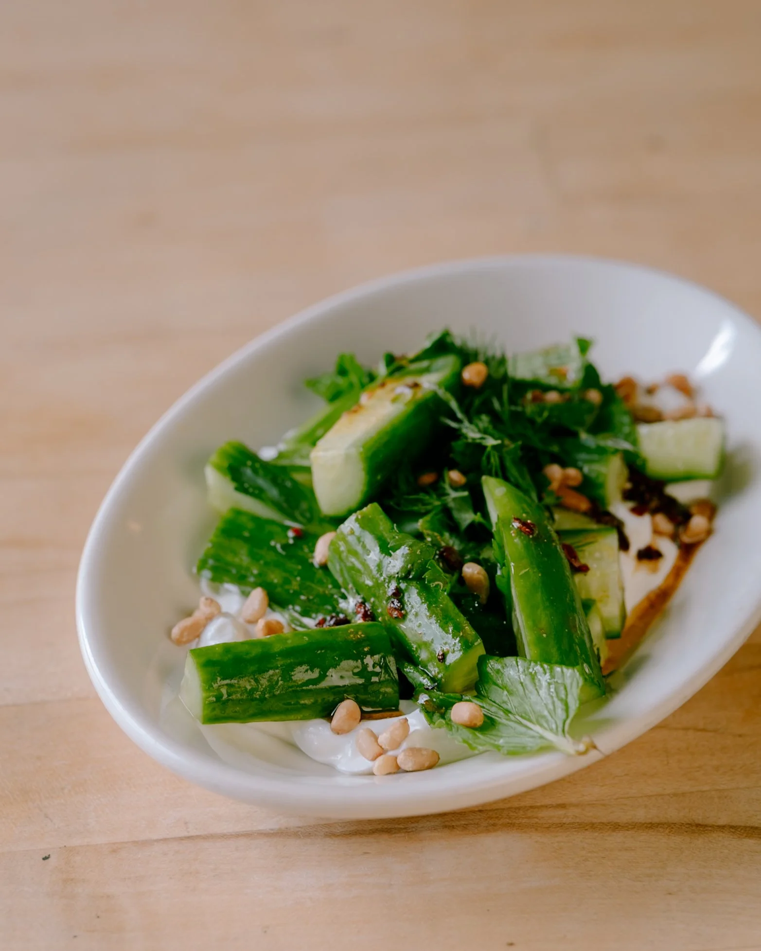 Persian Cucumbers + Yogurt // spicy oil