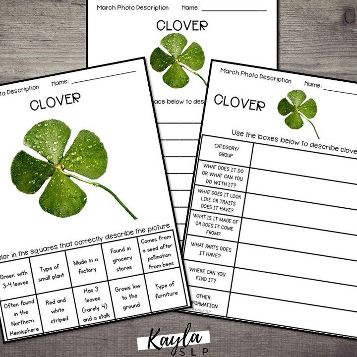 The March version of my No Prep Leveled Photo Describing is exactly what you need to boost your language therapy this month!⁠
⁠
This activity grows with your students and can be used to differentiate an activity in a small group or classroom. ⁠10 pic
