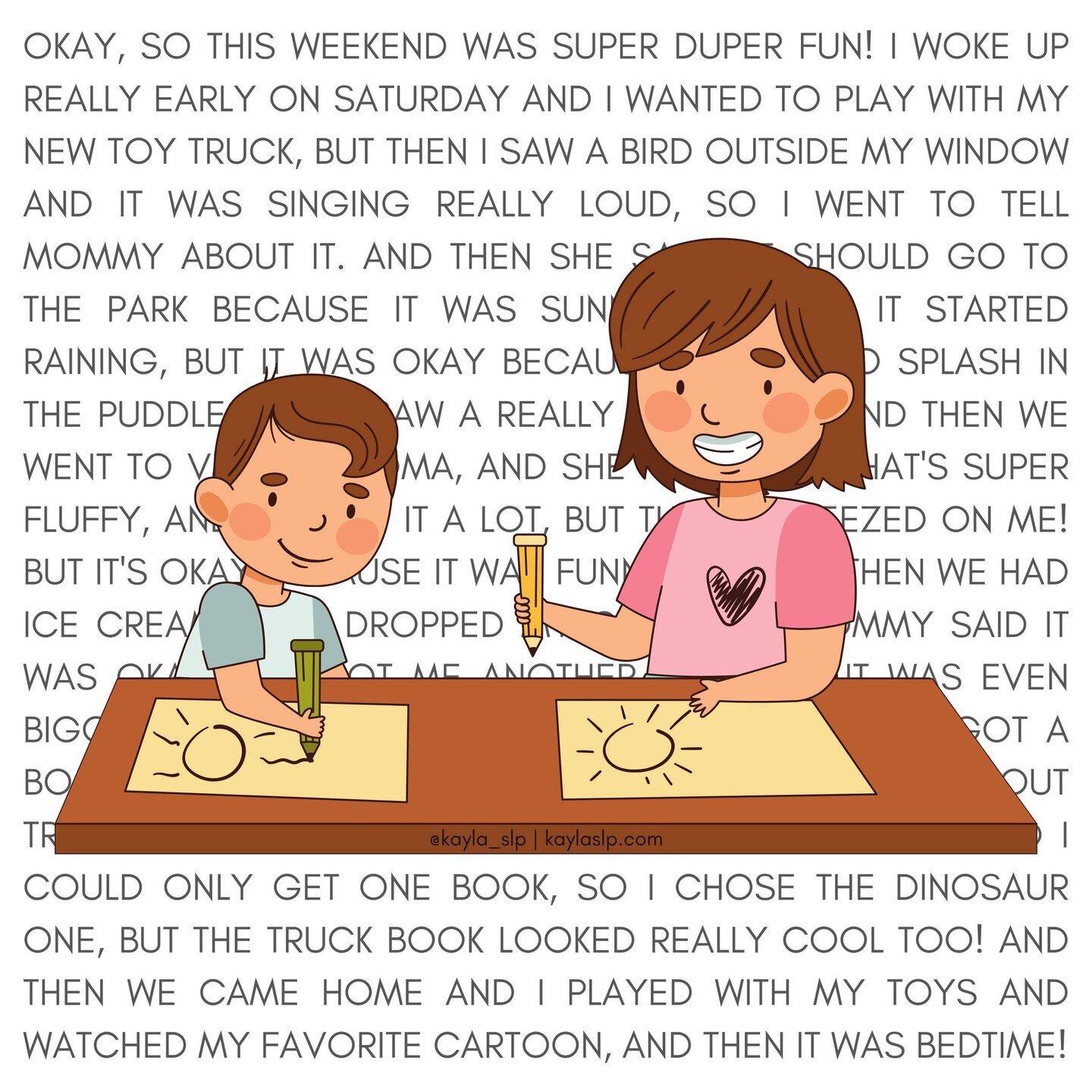 When you ask a kindergarten student about their weekend and suddenly find yourself on a wild, off-road adventure through the land of random tales and unexpected twists.