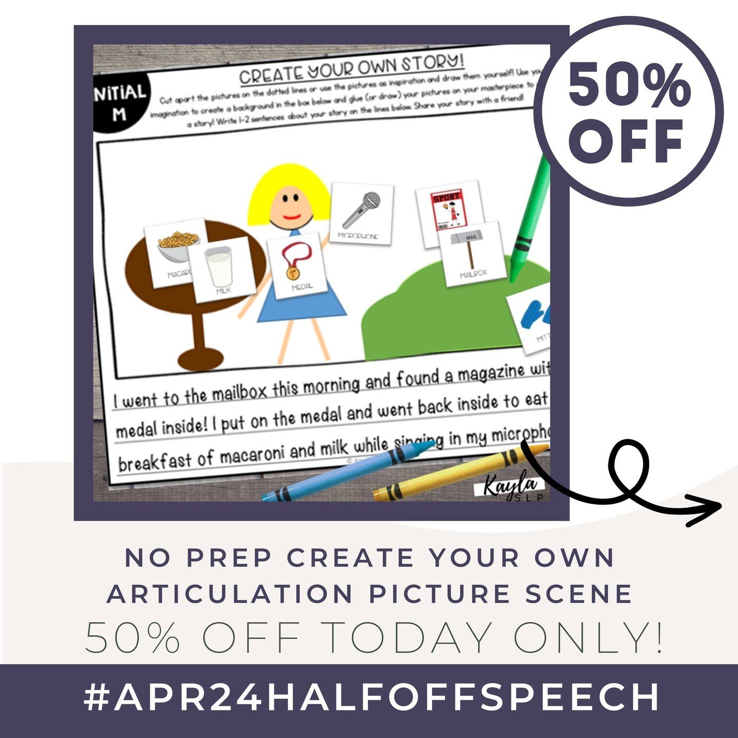 Spark creativity in your speech therapy sessions with this no-prep articulation picture scene activity! ⁠
⁠
Let your students use their imagination as they practice speech sounds in a fun and interactive way. Plus, enjoy a special 50% discount, today