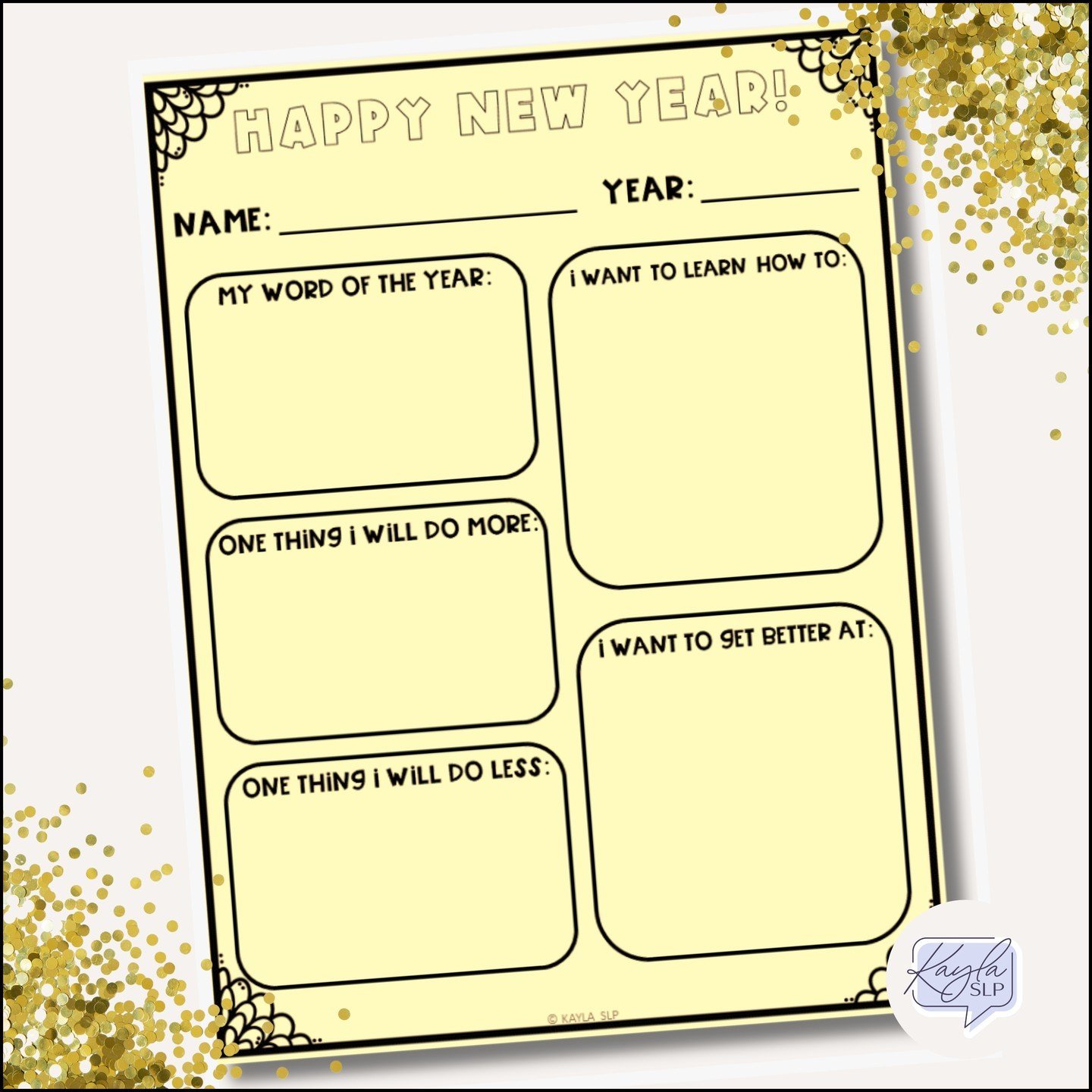 ✨️The FREE New Year's Resolutions Worksheet empowers young learners in setting goals and fostering personal growth. This downloadable worksheet offers an engaging and age-appropriate format for children to reflect on the past year, identify areas for