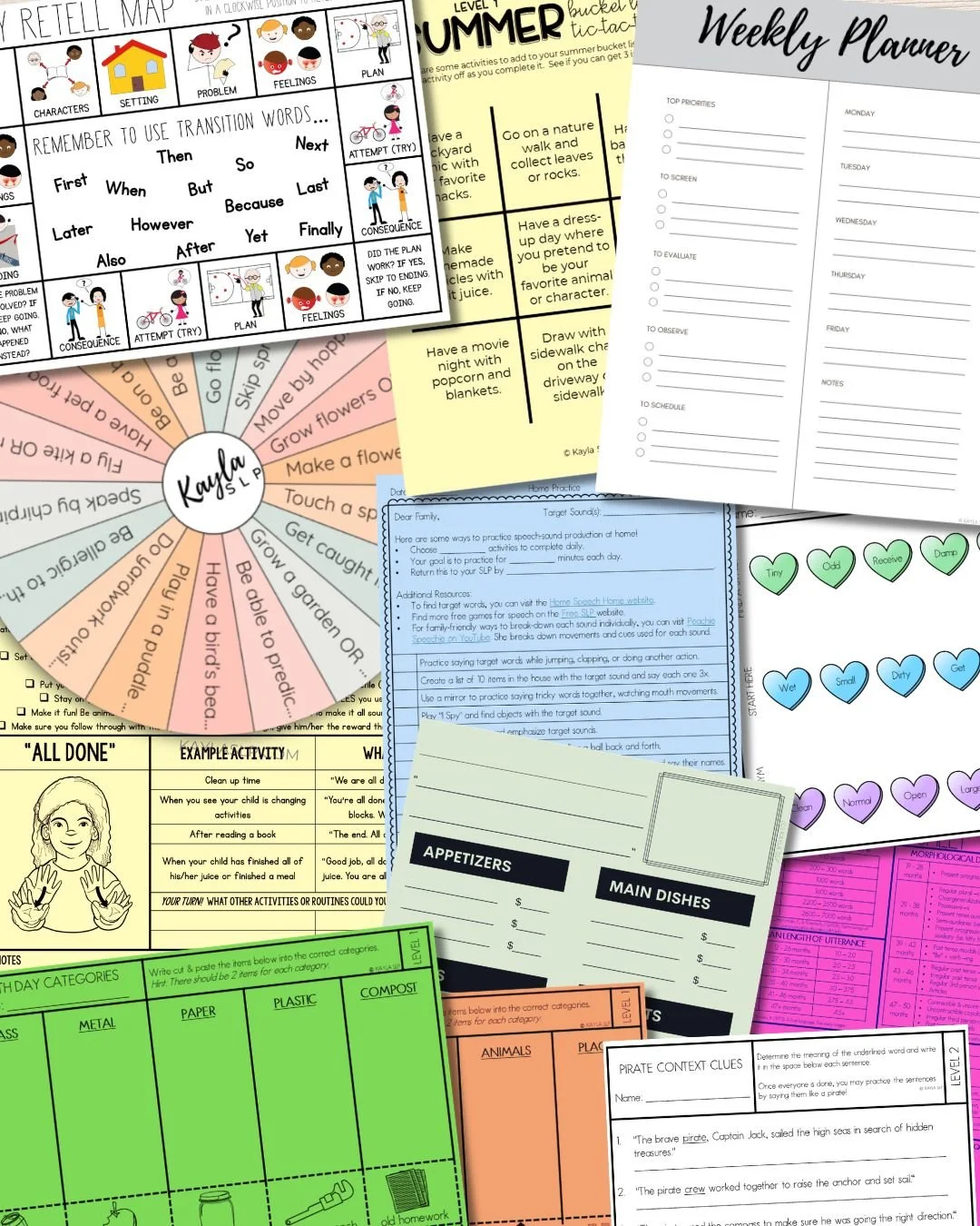 Collage of Kayla SLP free resources