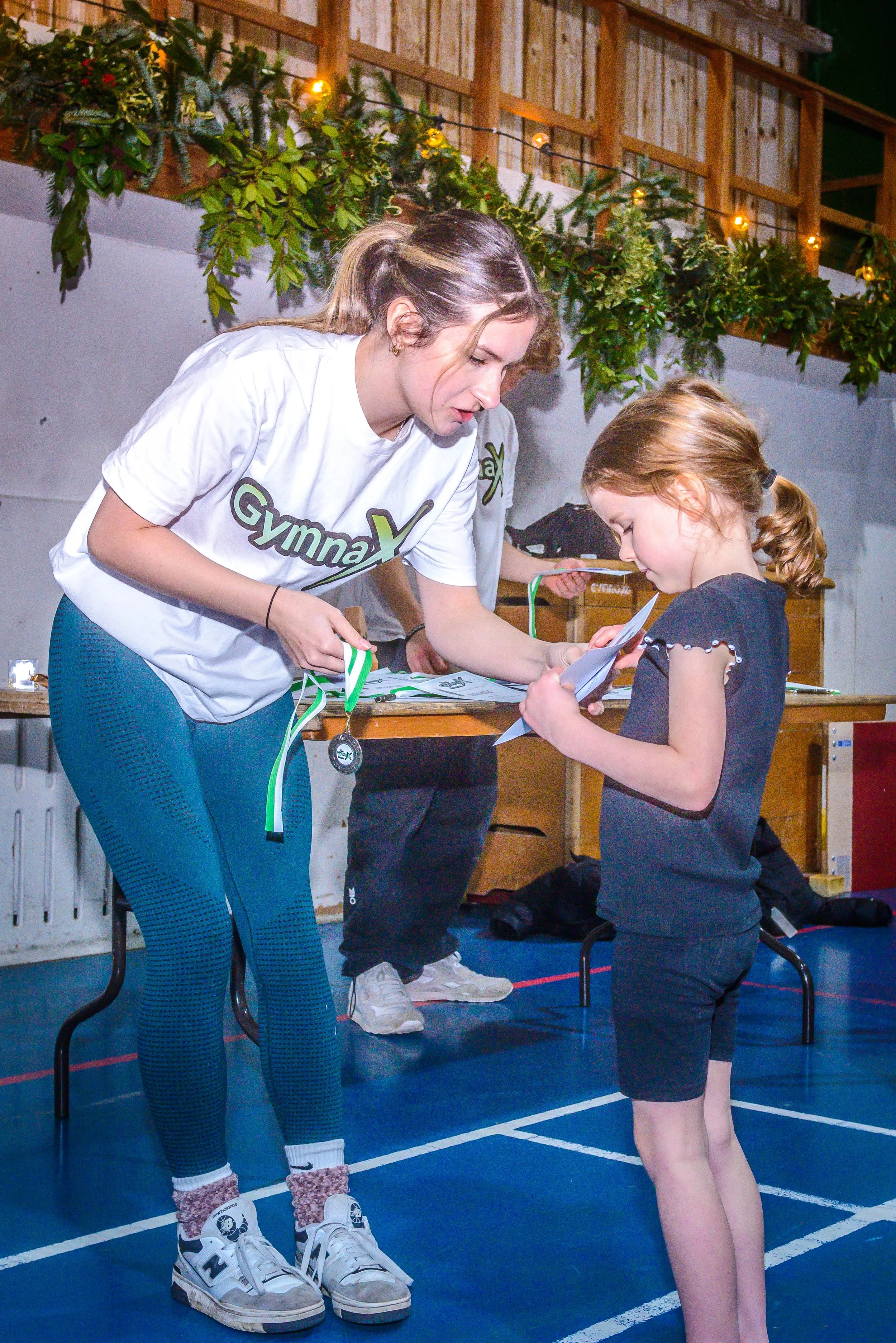 Children competing in GymnaX Games gymnastics event at Cumnor House Sussex