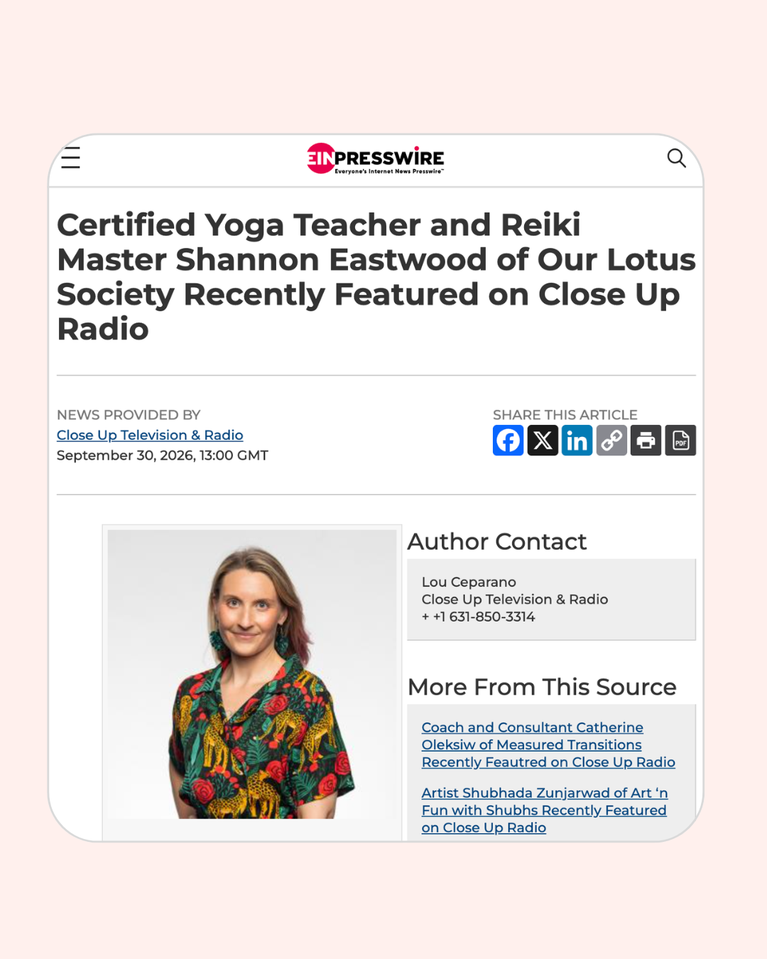 Close Up Podcast Press Release