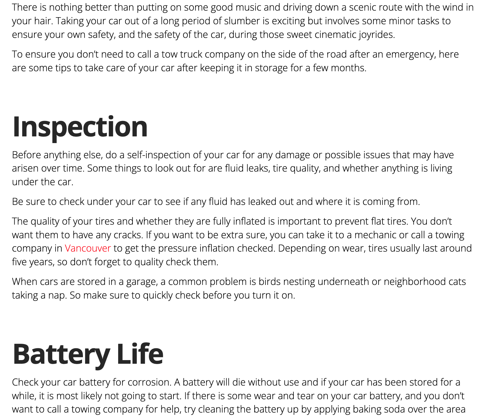 Excerpt - What to Do When You Take Your Car Out of Storage