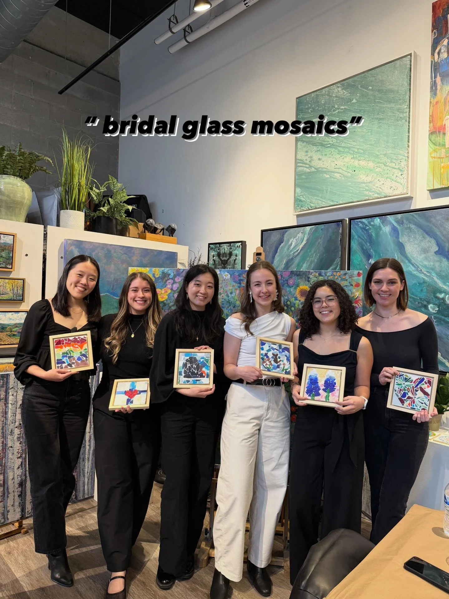 Seaglass mosaic class for a bachelorette party. 
&ldquo;bridal glass mosaics&rdquo;