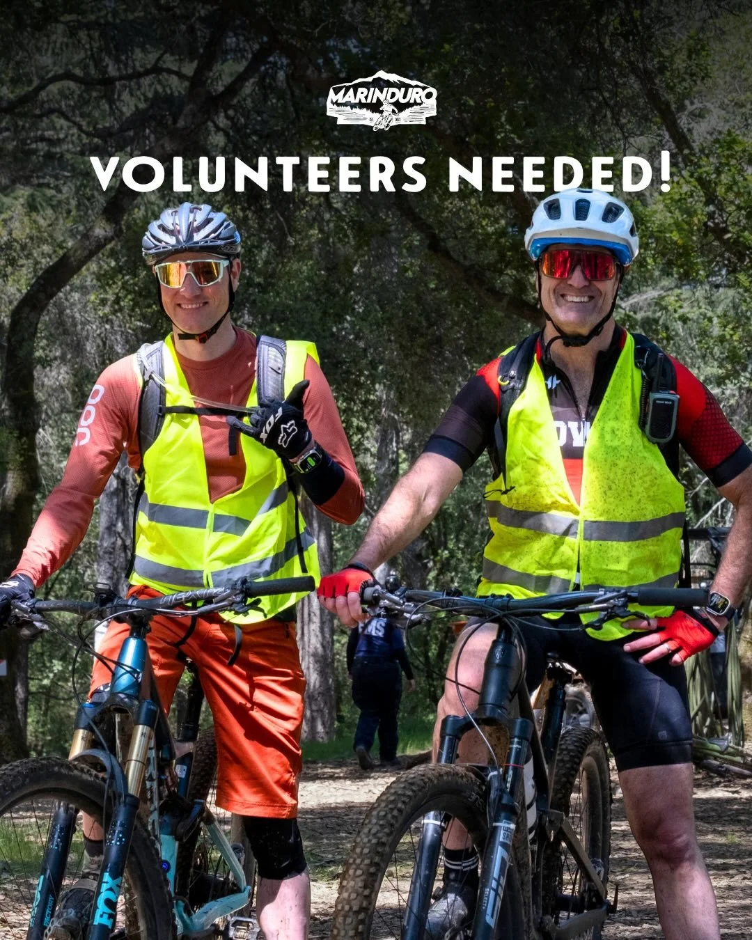 Volunteer with us at Marinduro 🔥🤘

The largest mountain bike race in the Bay Area is back and it takes a crew to make it happen! 💥 

Course marshals, stage timers, registration check in, parking lot managers, photographers, etc. If racing isn&rsqu