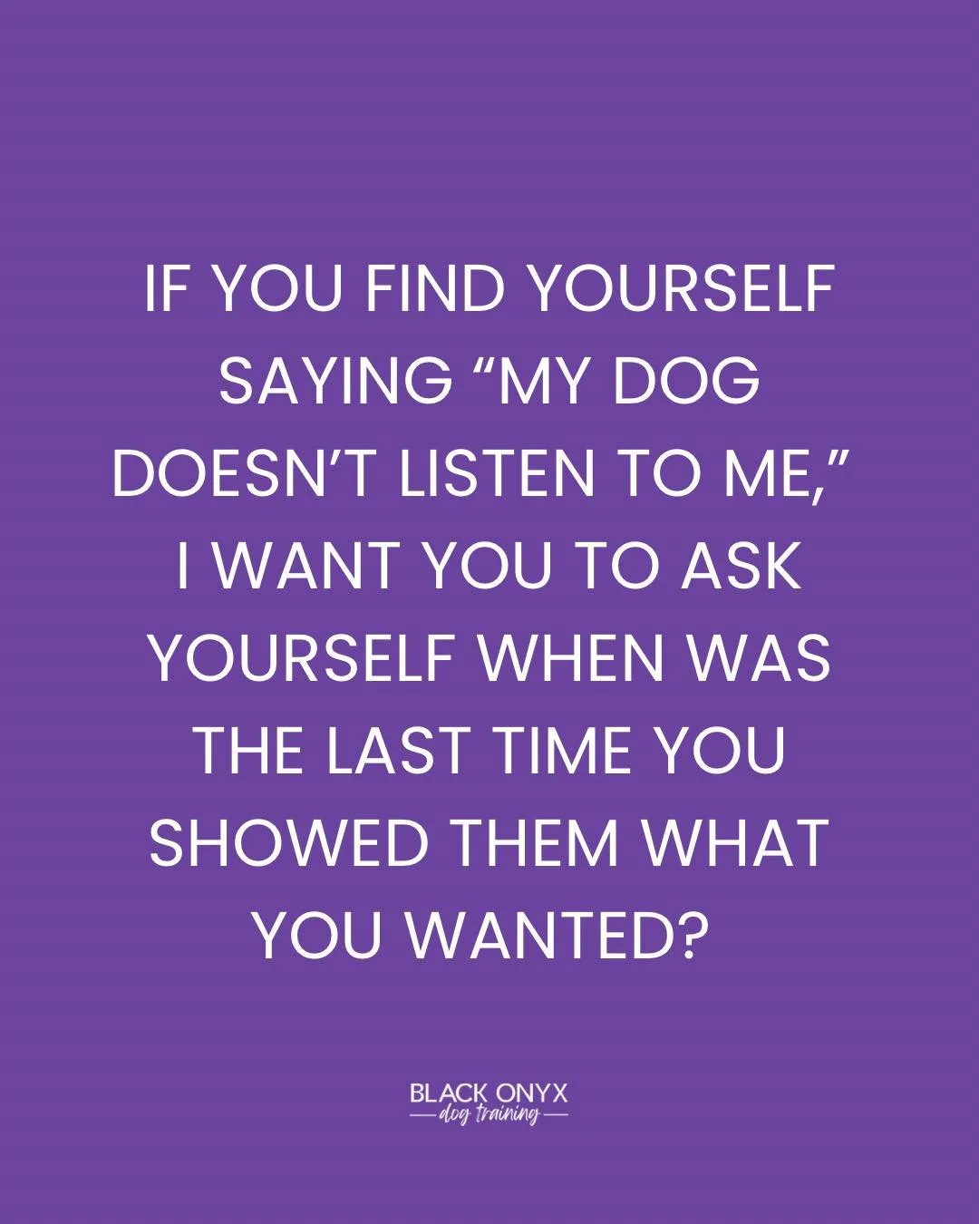 If you find yourself saying &ldquo;my dog doesn&rsquo;t listen to me,&rdquo; I want you to ask yourself when was the last time you showed them what you wanted? 

Dogs don&rsquo;t come programmed to know what sit, down, or come means. You have to show