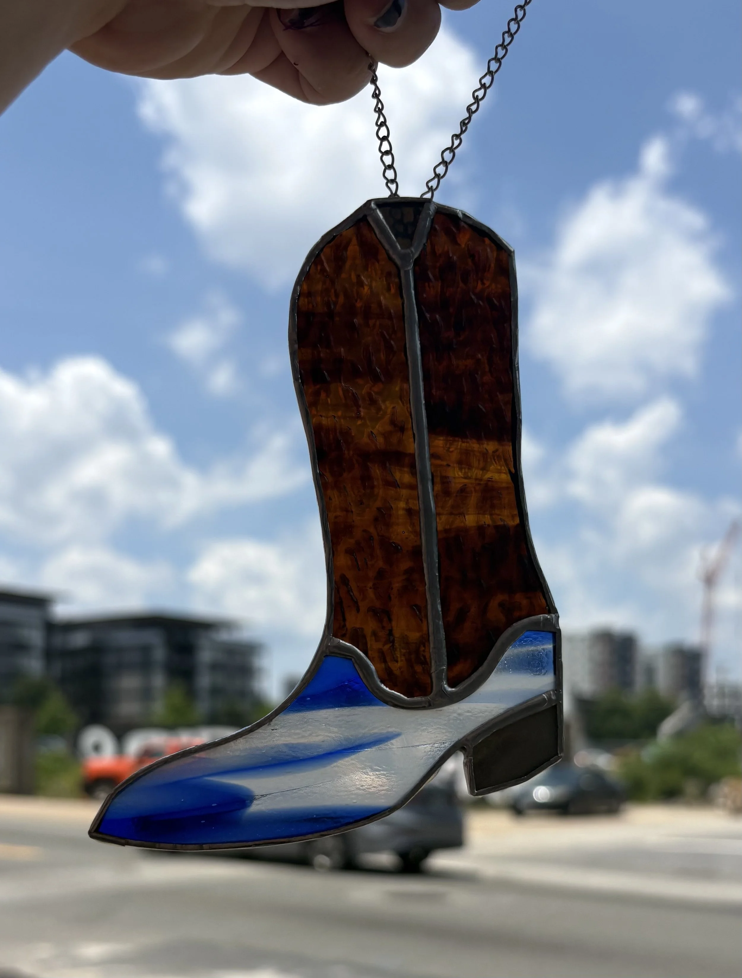 Mini Cowboy Boot- Blue & White