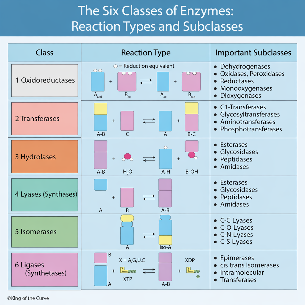 🧬 The Six Classes of Enzymes: Reaction Types and Subclasses