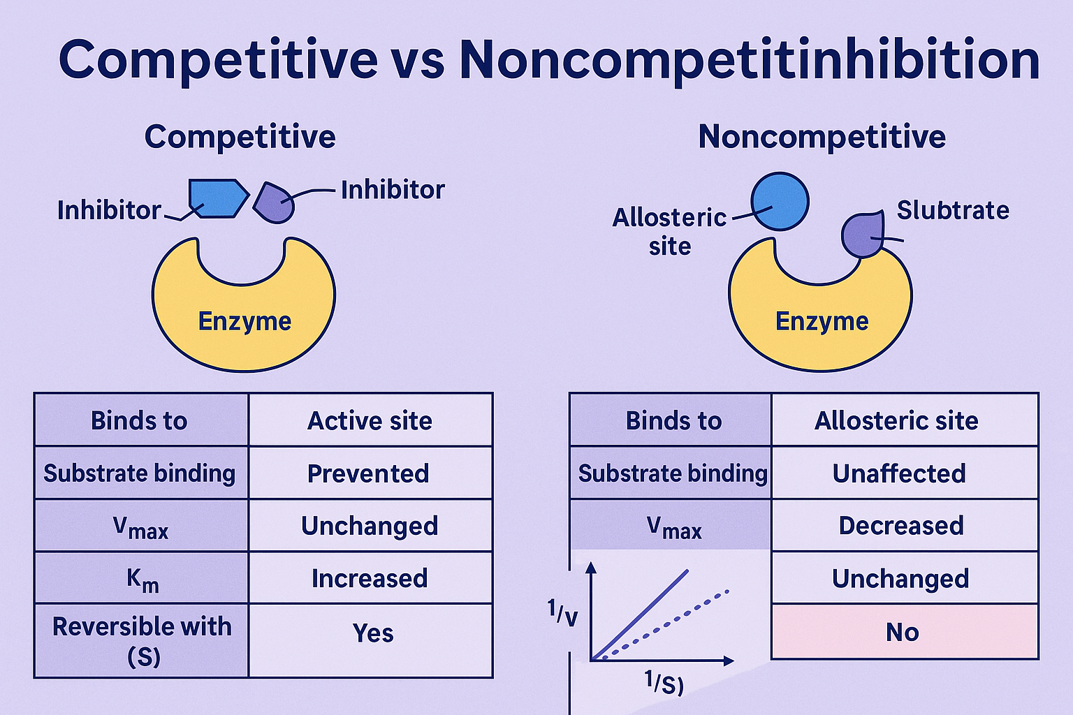 🧠 Competitive vs Noncompetitive Inhibition: Enzyme Kinetics for USMLE ...