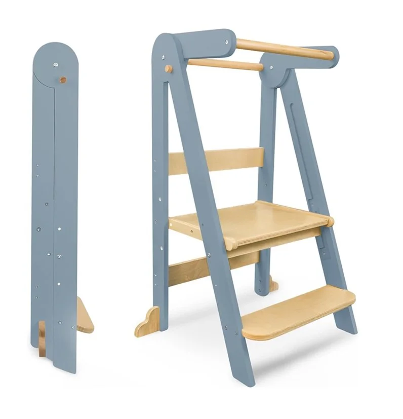 Folding Learning Tower in Grey Varnish