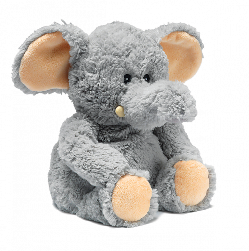 Snuggle Warmies® Grey Elephant, a microwavable lavender plush that provides soothing warmth, stress relief, and cuddly comfort for kids and adults.