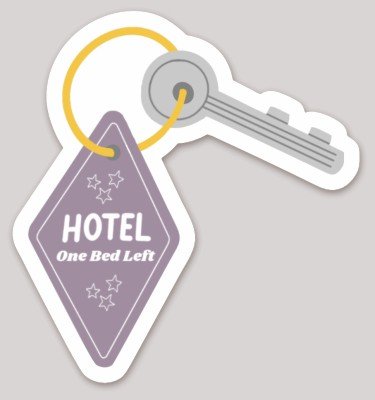 Hotel One Bed Left - Hotel Key Sticker