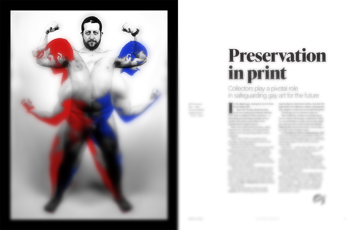 Inside page from the fourth issue of gay art magazine Quarteros Review, published by queer artist erostakles.