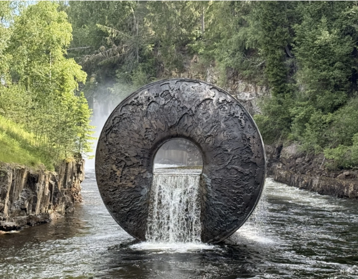 Circular sculpture in a river