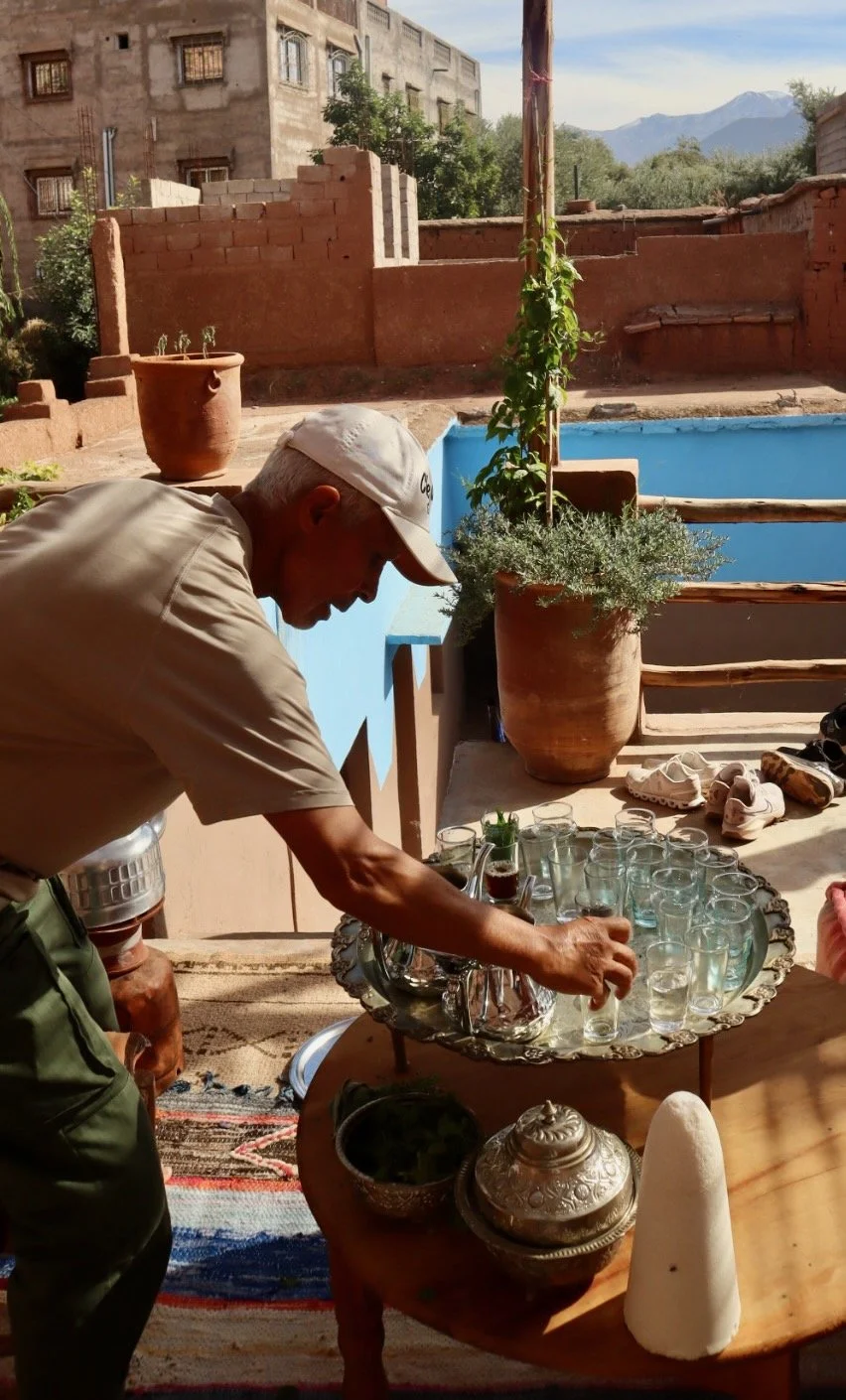 Berber man making mint tea