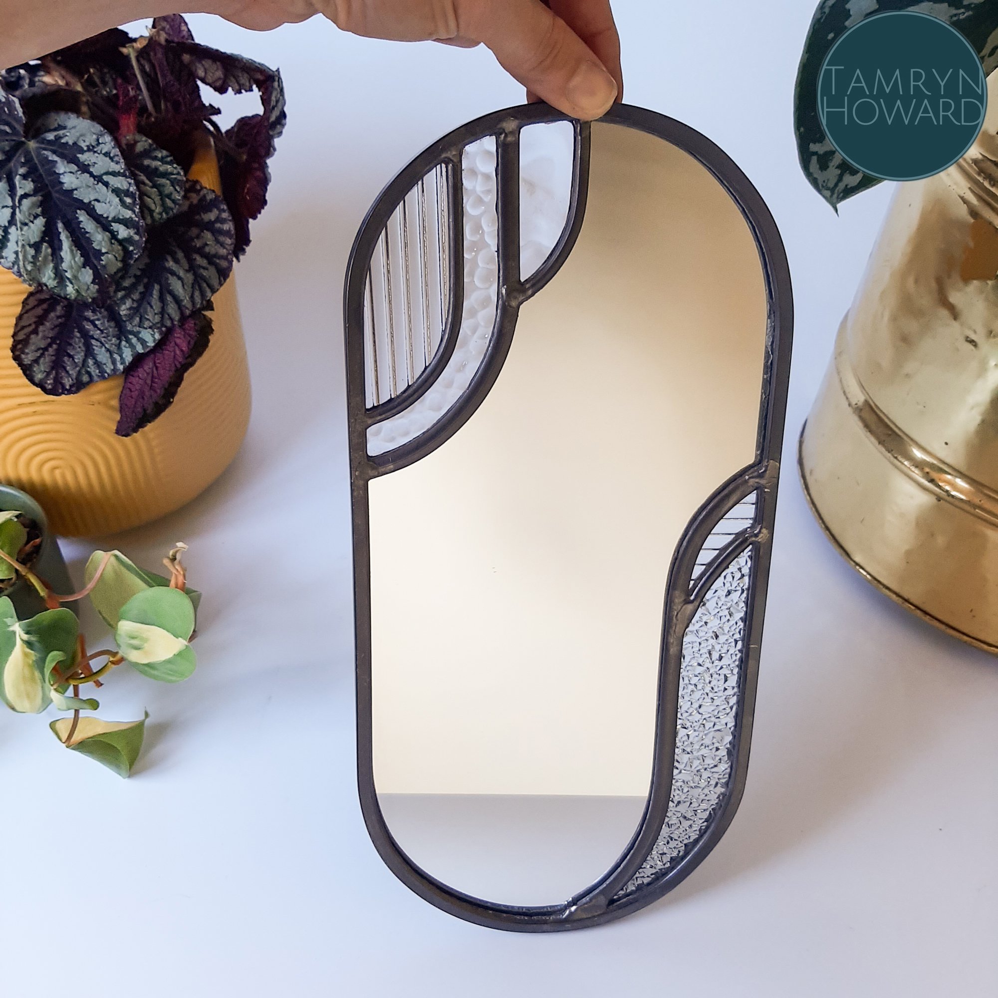Small art deco style leadlight mirror