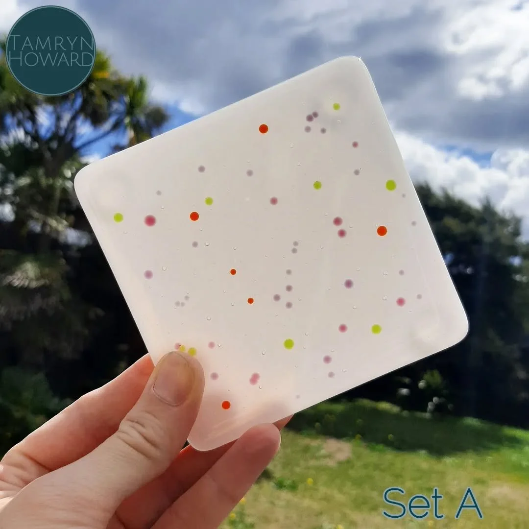 🎉&nbsp;Next up are the Confetti fused glass coasters&nbsp;🎉

Now available on my website&nbsp;tamrynhoward.com