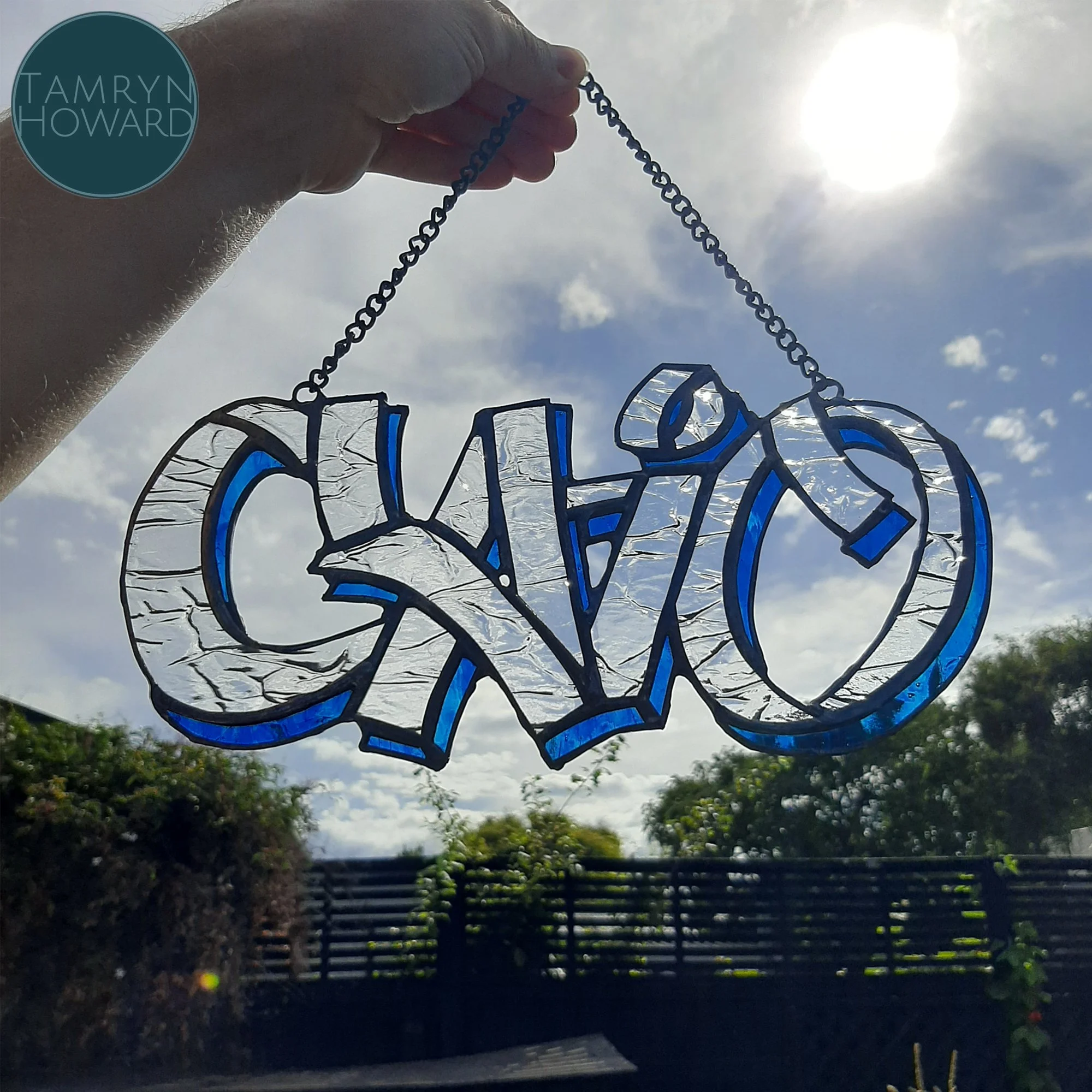 Custom name graffiti stained glass / copperfoil suncatcher