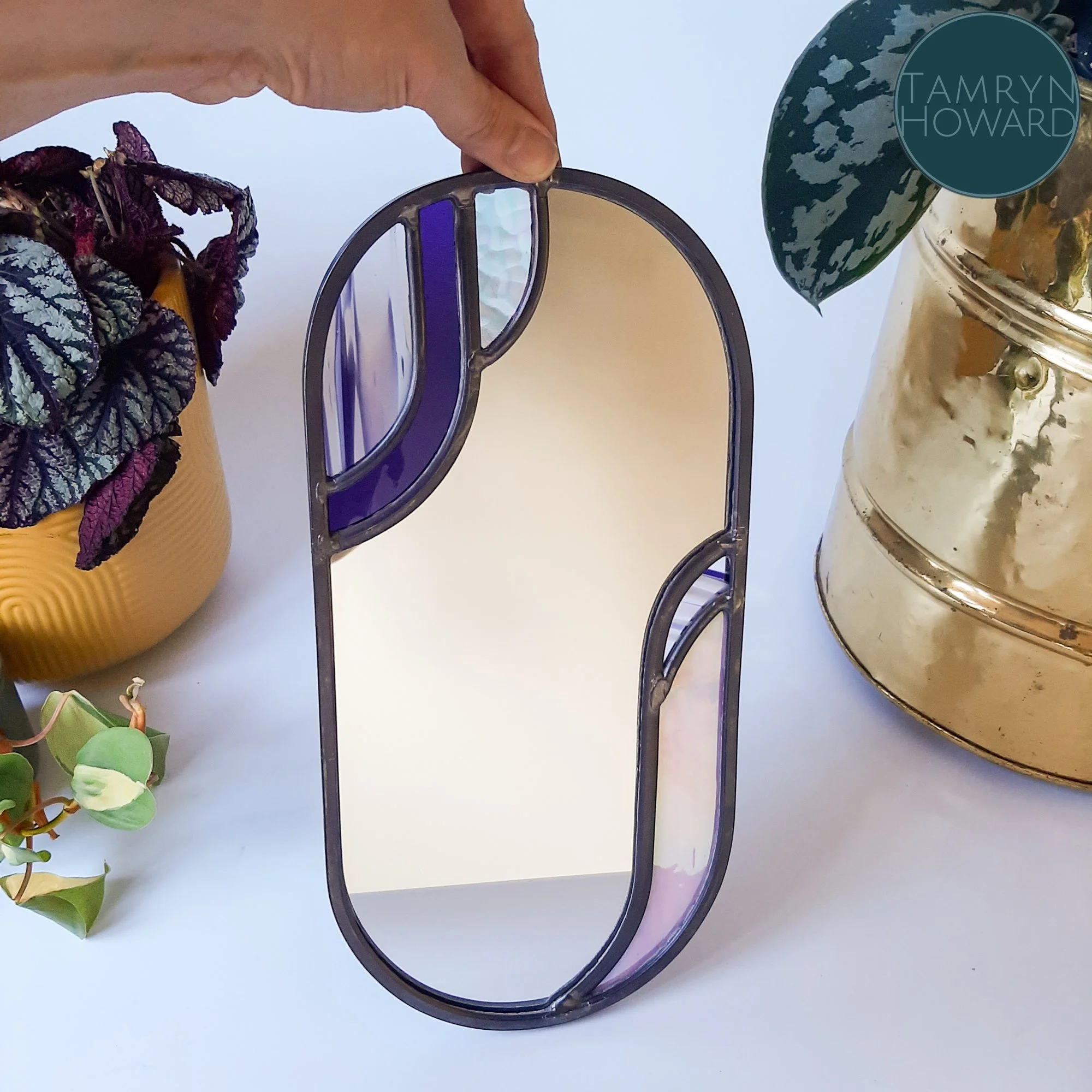 Small art deco style leadlight mirror