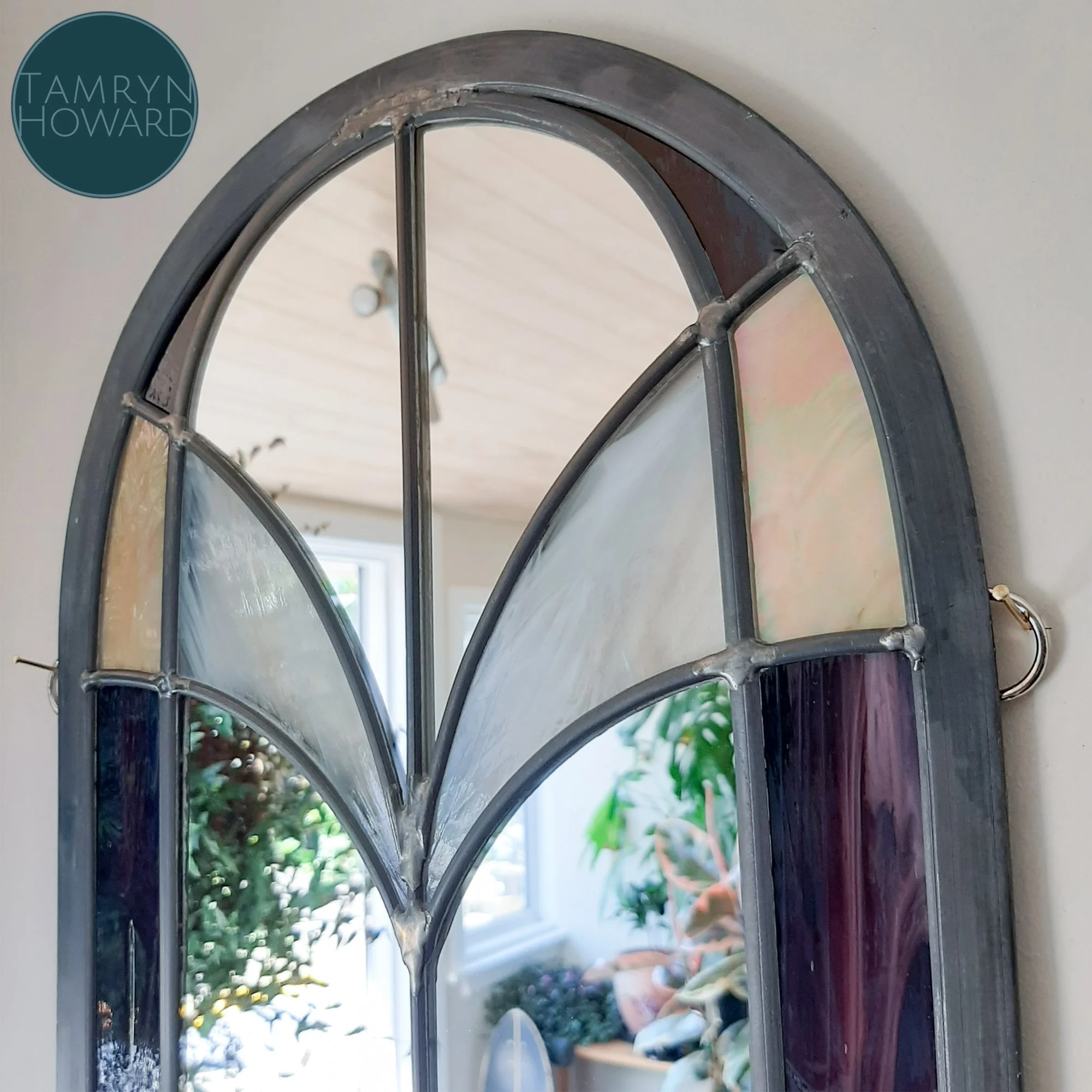 Plum - art deco style leadlight mirror