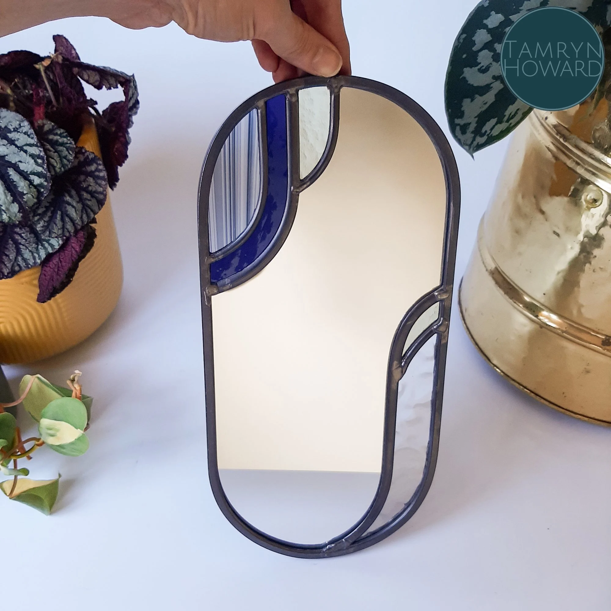 Small art deco style leadlight mirror