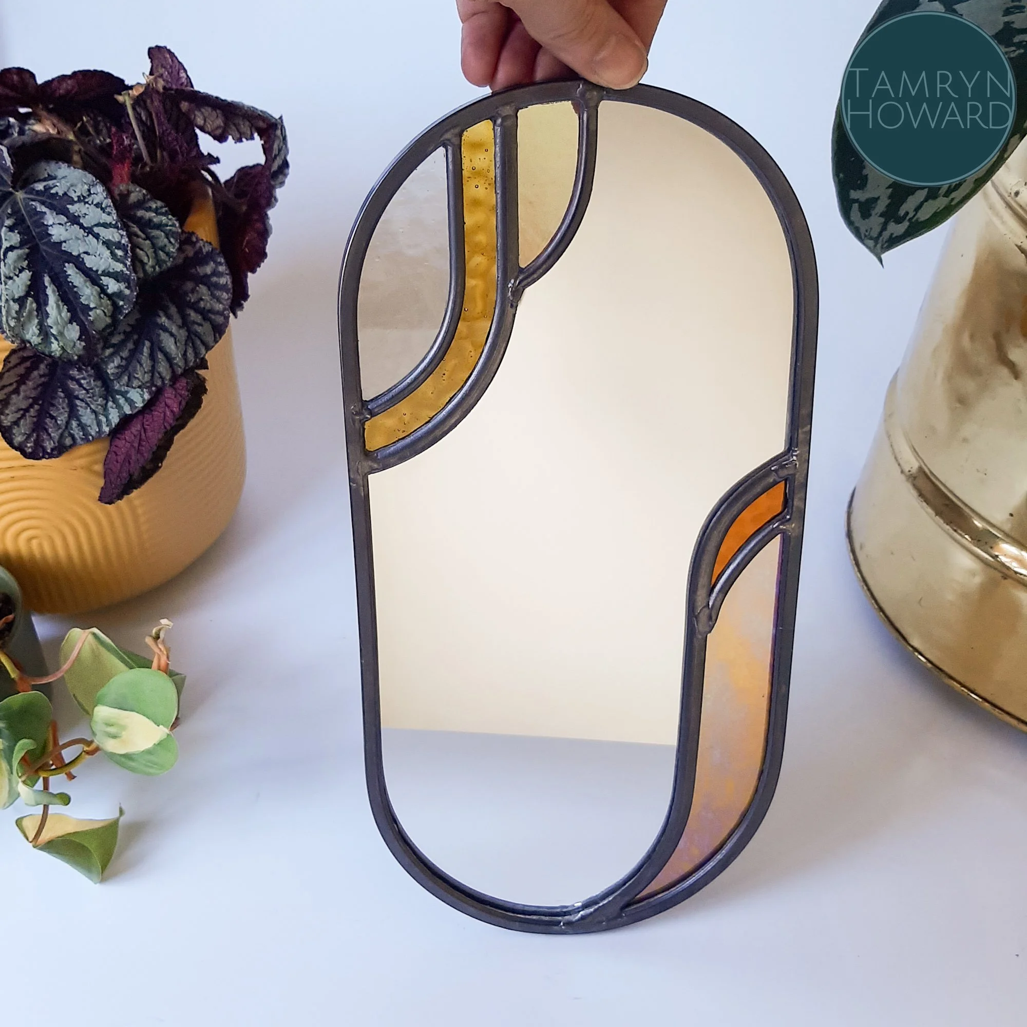 Small art deco style leadlight mirror