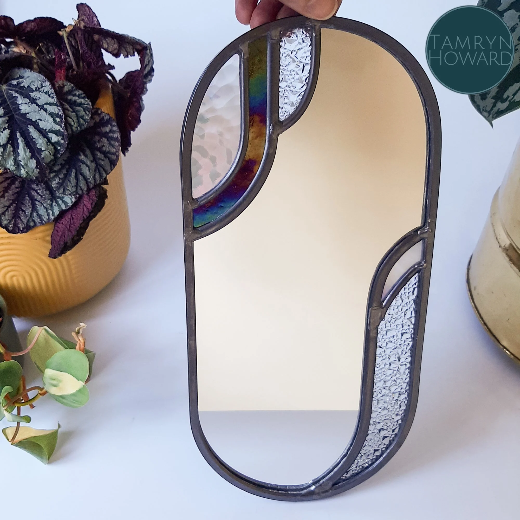 Small art deco style leadlight mirror