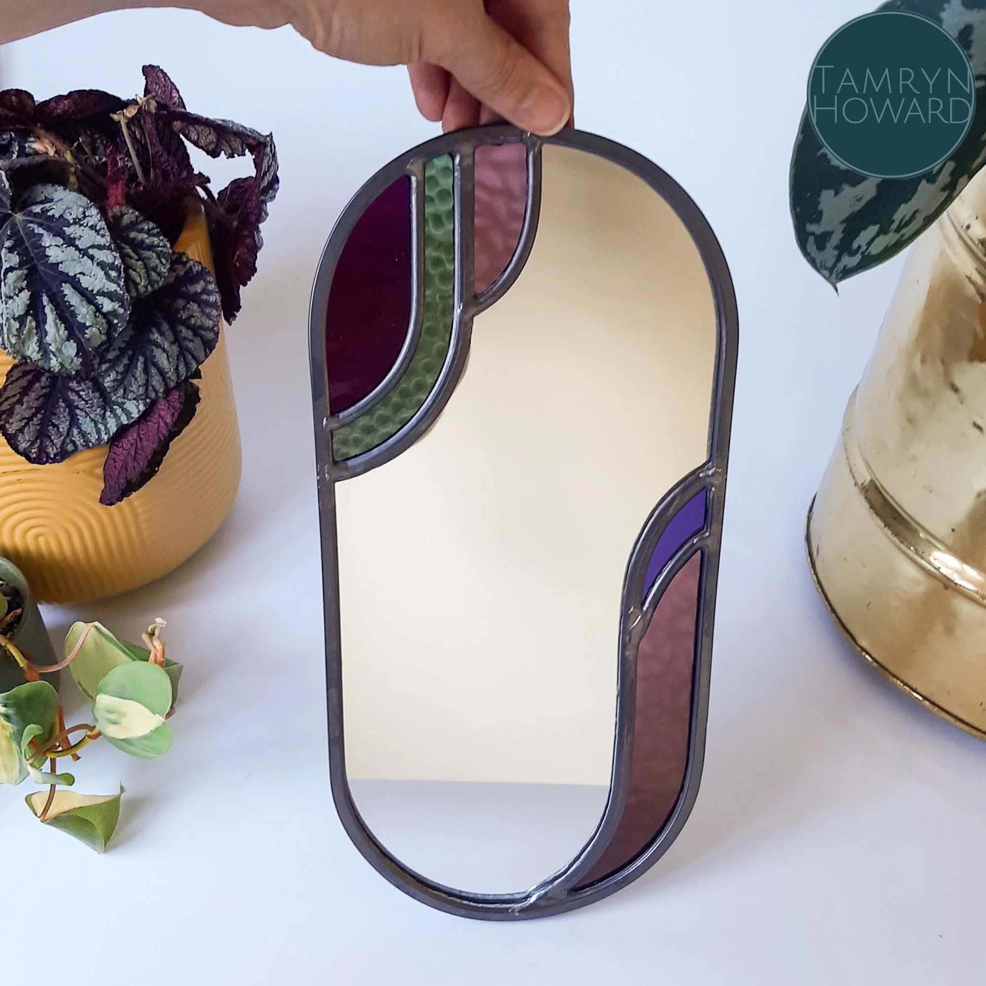 Small art deco style leadlight mirror