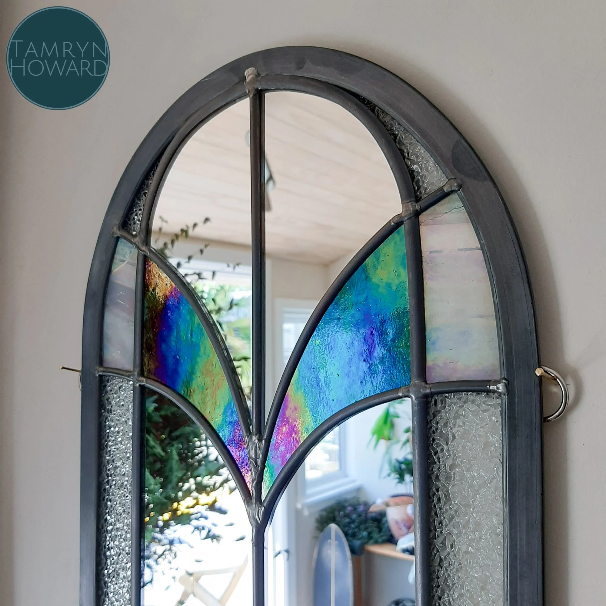 Pearl - art deco style leadlight mirror
