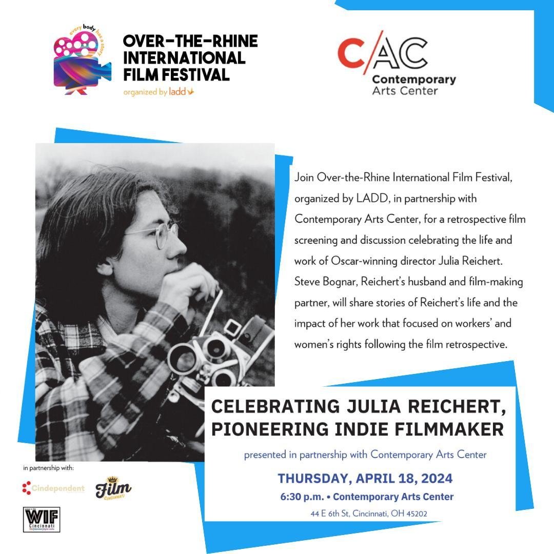 We're pleased to support our peers ❤️

On Thursday, April 18, 2024, Over-the-Rhine International Film Festival organized by LADD and the Contemporary Arts Center will present a retrospective film screening and discussion celebrating the life and work