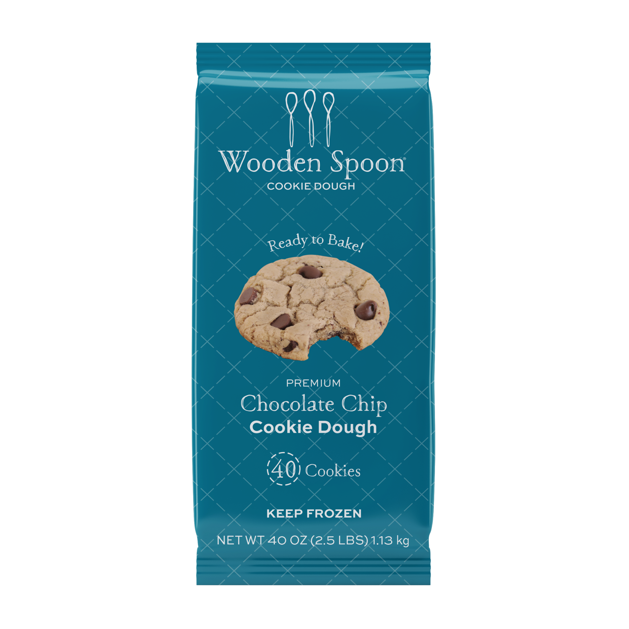 A blue Chocolate Chip cookie package