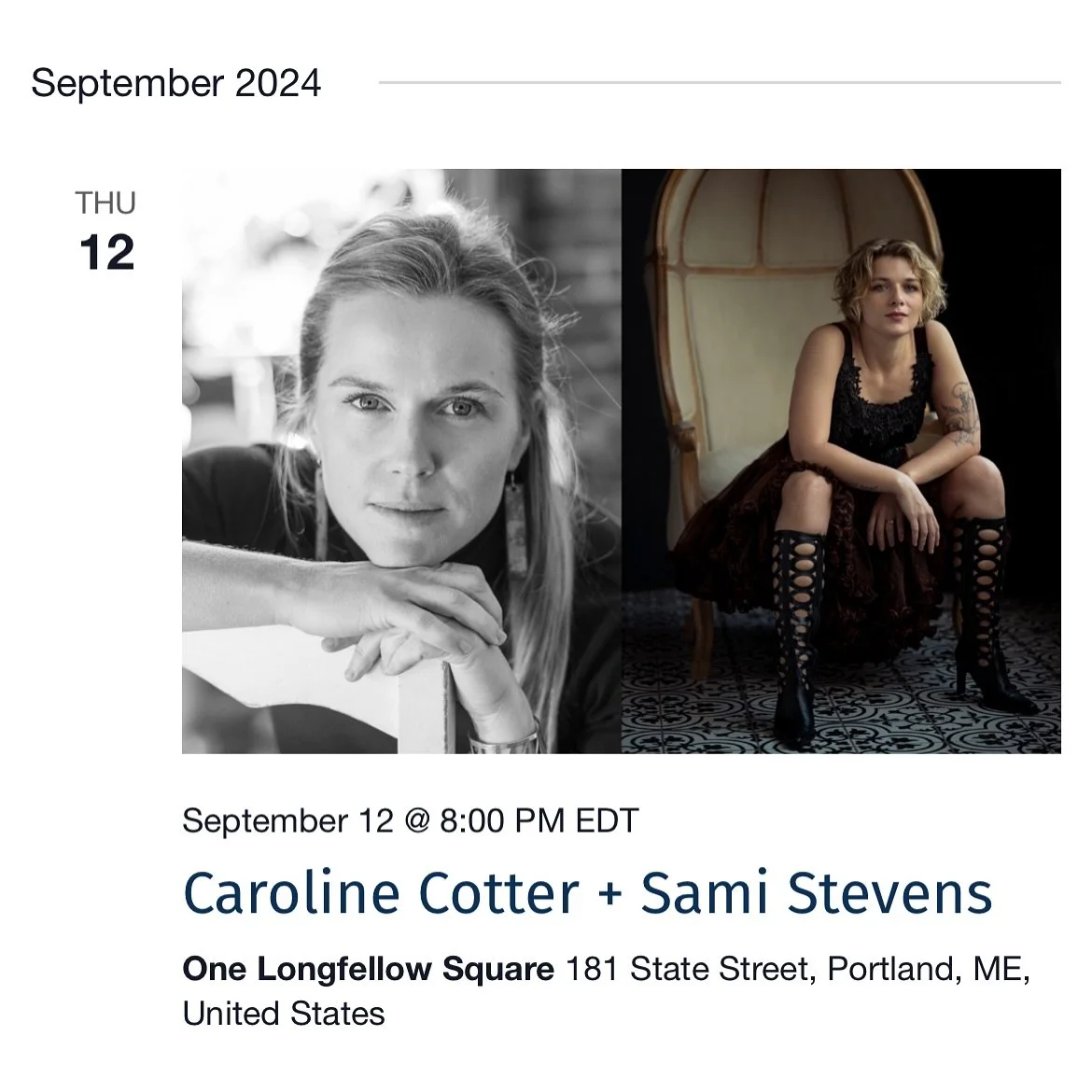 Thursday, Sept 12th I&rsquo;m back at @olsportland for a solo show and co-bill with @samistevens ! If you can&rsquo;t make it to Portland, Maine but you want to see the show, you can livestream it too! Ticket link for the livestream is up and running