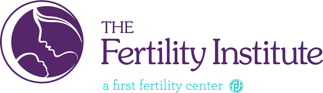 Logo of The Fertility Institute featuring a circular icon with an abstract representation of a woman and a fetus, and the text 'The Fertility Institute' with the tagline 'a first fertility center'.