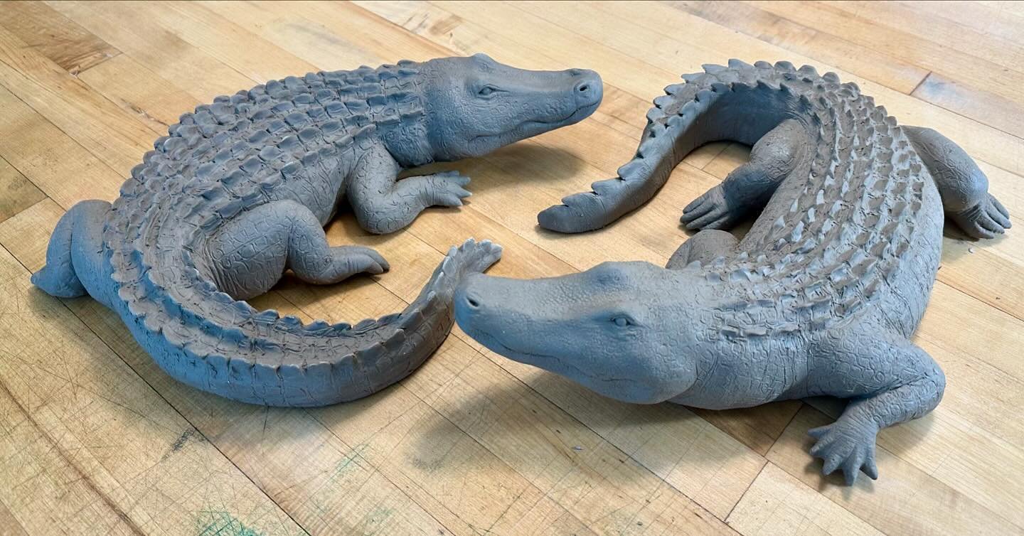 🐊 Double Trouble! 🐊 Back making sculptures after moving the studio! yay!!