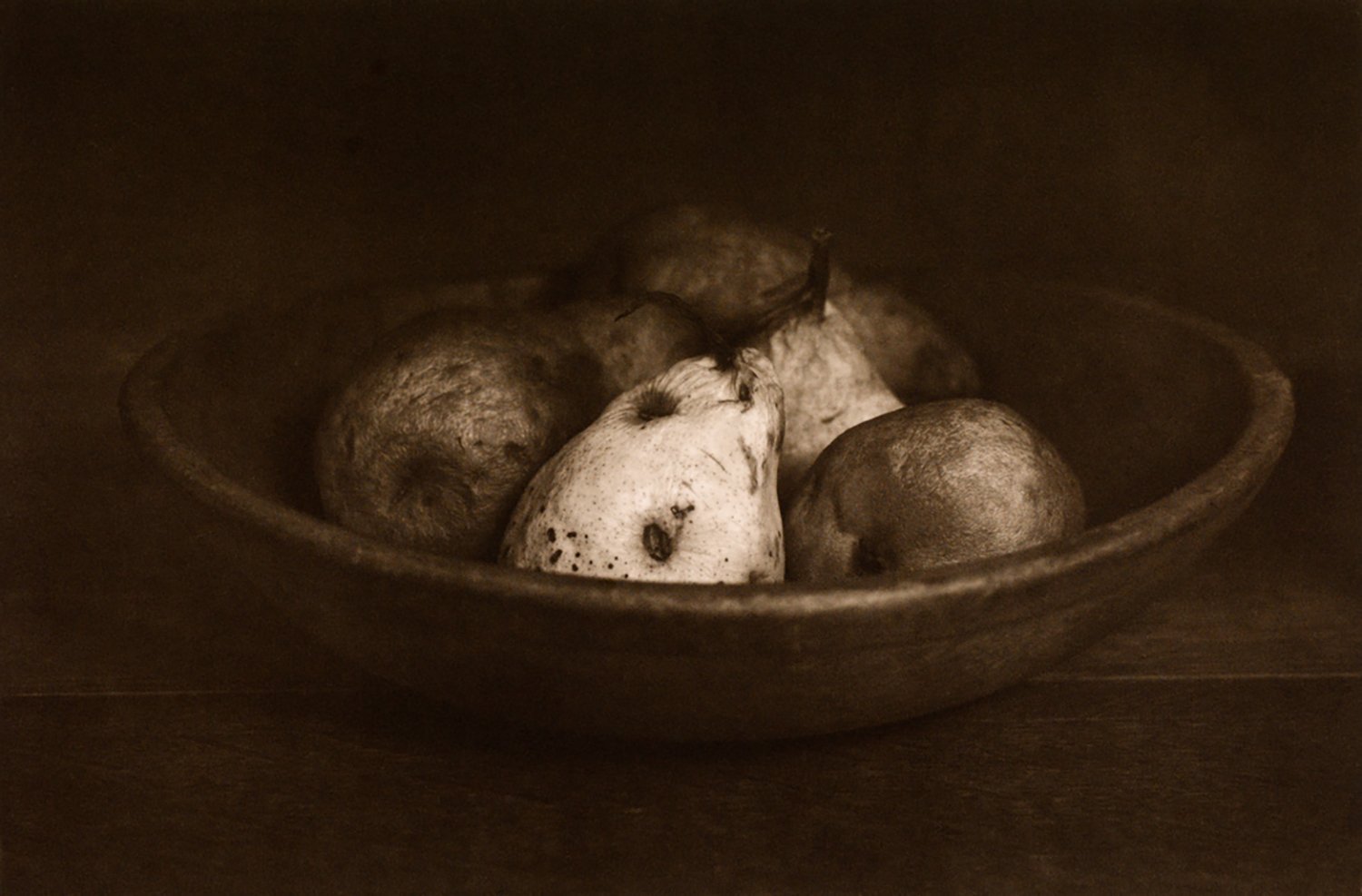 "Hetta’s Bowl with Pears" - Photopolymer Gravure (Double Exposure Method with Aquatint Screen)
