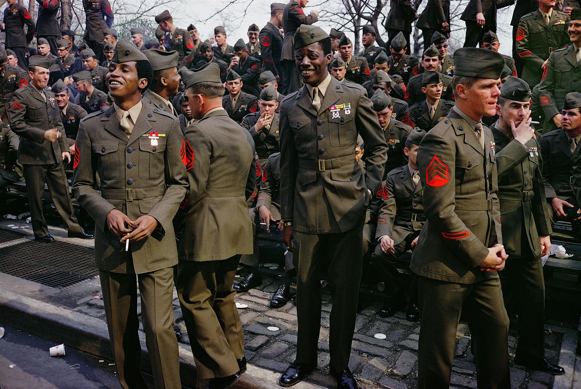 “Vietnam Veteran’s Parade, New York City 1973” by Mitch Epstein |  Leica Rangefinder, 35mm Kodachrome Film
