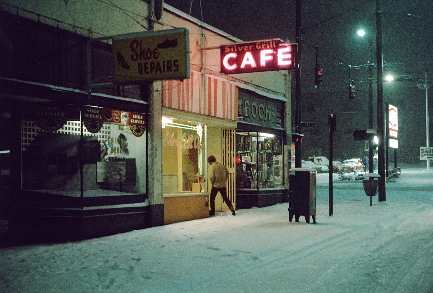“Silver Grill Cafe, 1975.” From he Series “Under Vancouver 1972-1982” by Greg Girard | Canon T-90, Kodak Ektachrome Film