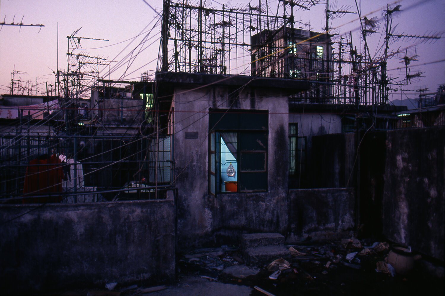 "Kowloon Walled City Rooftop. 1990" from the Series “City of Darkness Revisited” by Greg Girard | Canon F-1, Fujichrome Provia Film