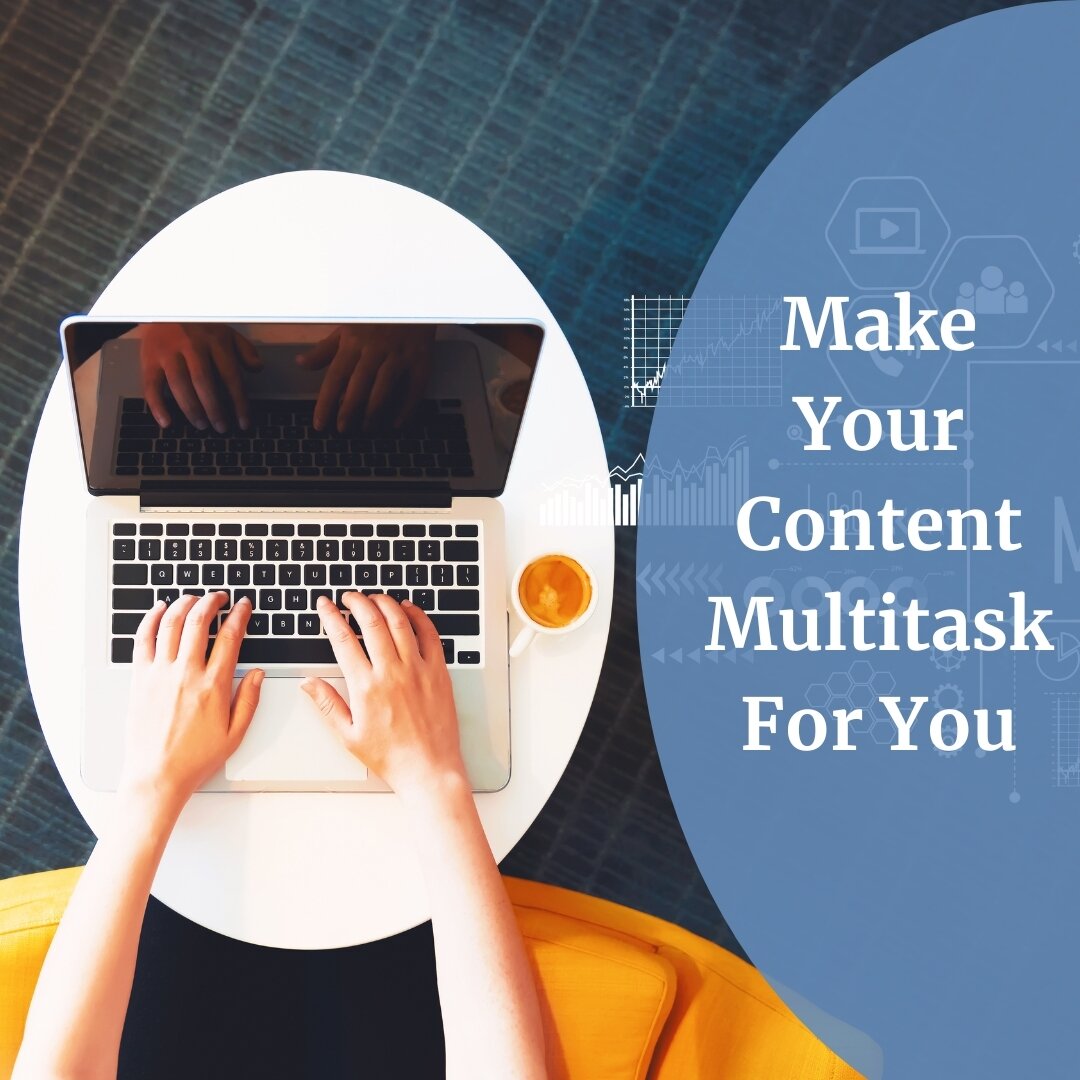 Want to learn how you can best utilize your content and get more attention? Check out my latest blog 'Make Your Content Multitask For You' to find out how! 

https://bit.ly/3BJyyPE