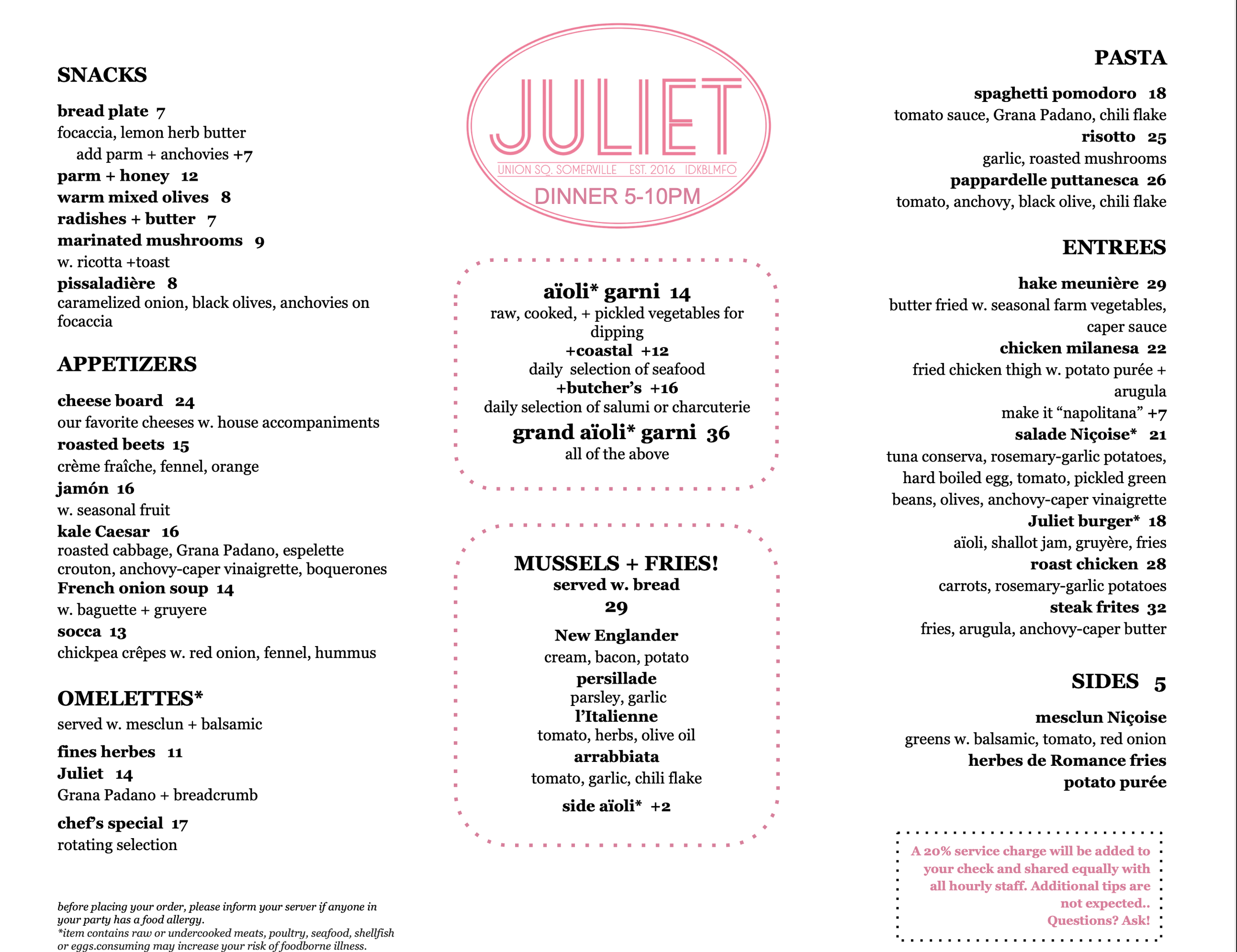 sample menus — JULIET SOMERVILLE