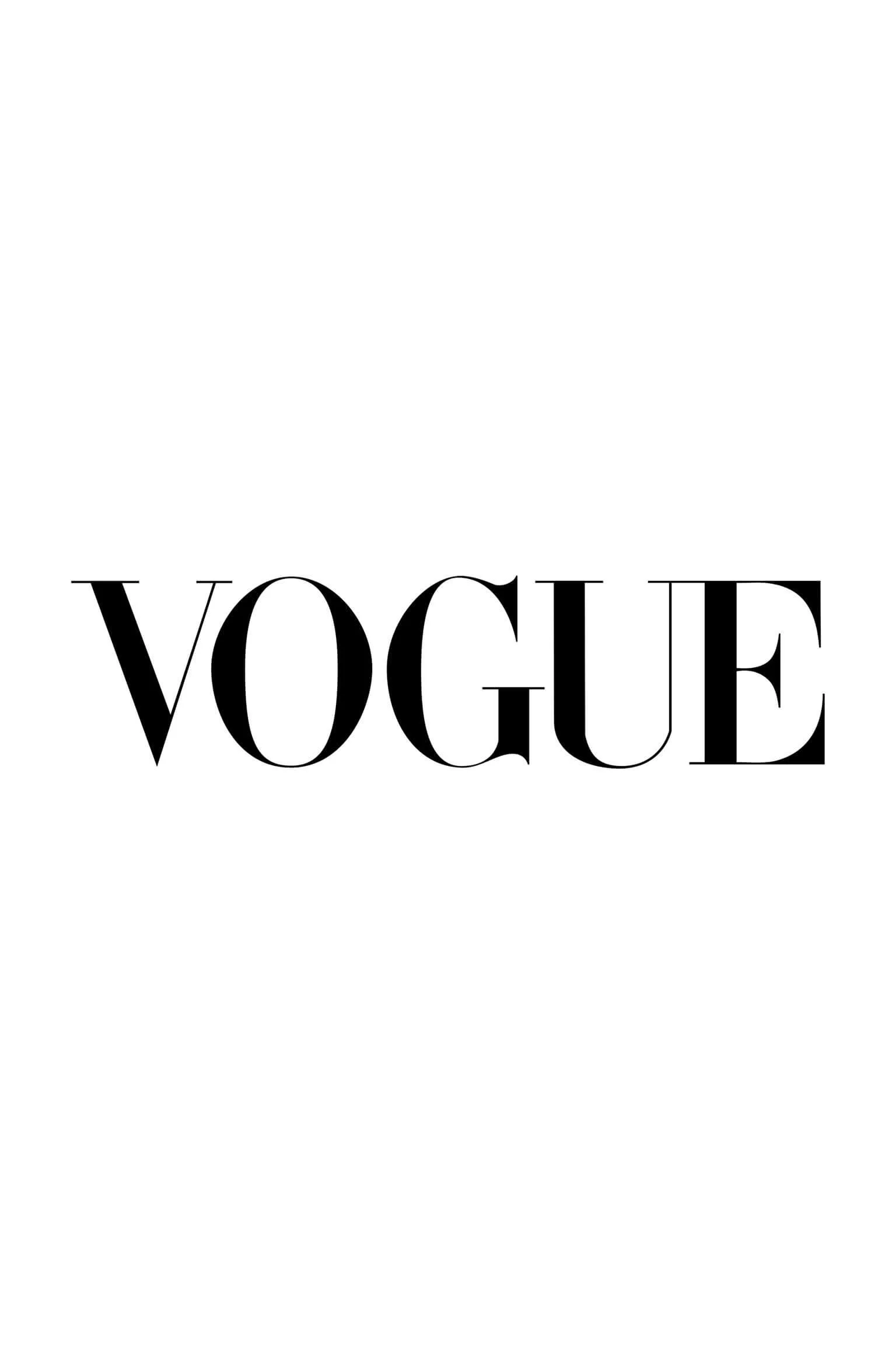 Vogue magazine logo in black text on a white background.