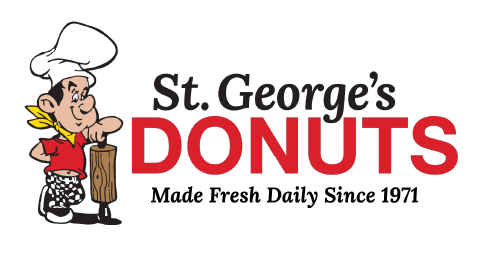 St. George's Donuts logo with a cartoon chef holding a wooden rolling pin.