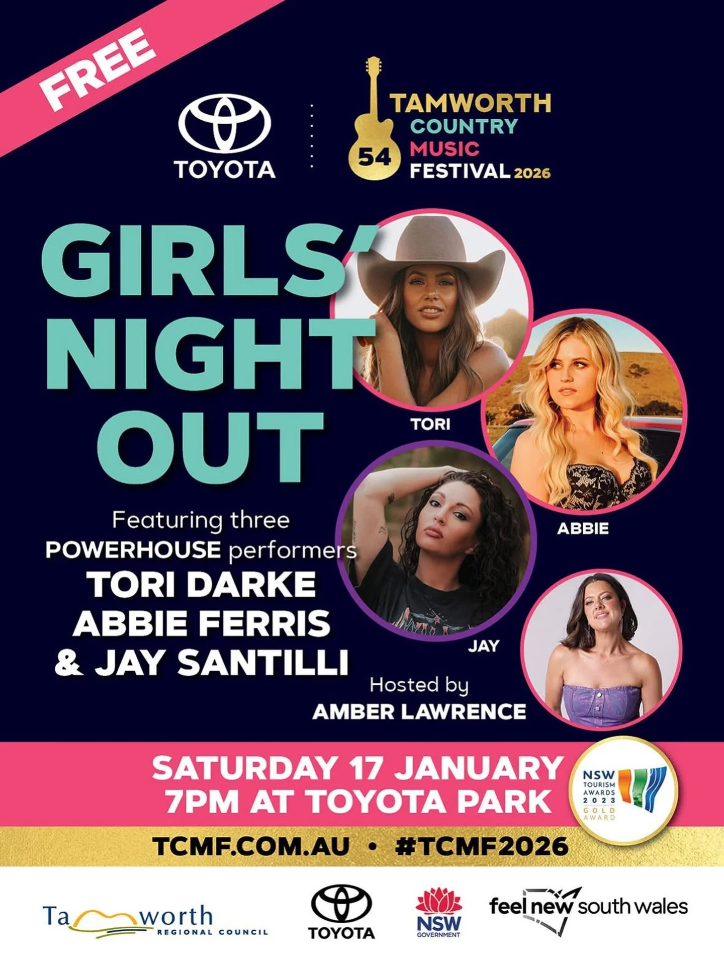 TAMWORTH 2026 I&rsquo;m coming in hot with these babes ❤️&zwj;🔥
I&rsquo;ve been dying to tell you about my @tcmf_official show so here it is with the incredibly talented @jay.santillimusic &amp; @abbieferrismusic and hosted by the lovely @amberlawre