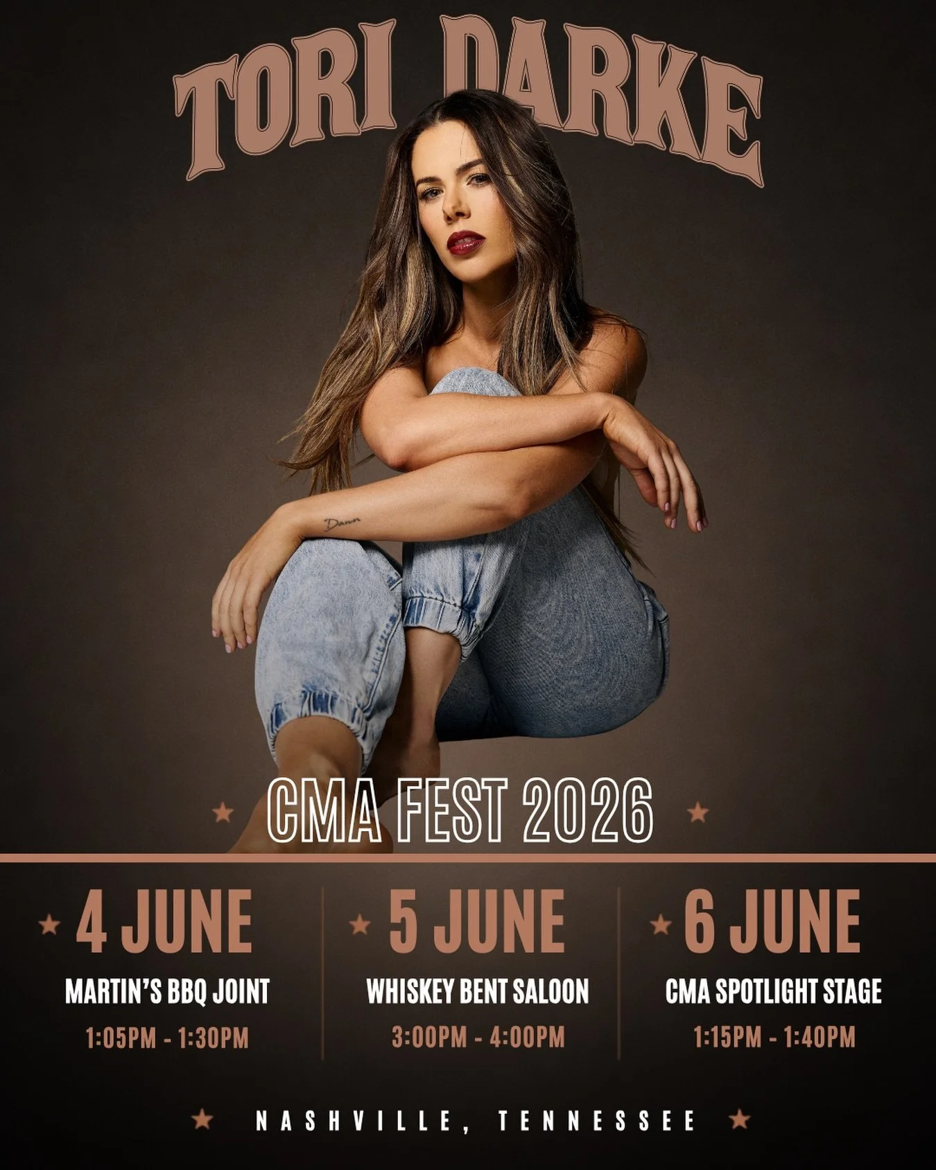 NASHVILLE 🇺🇸 I cannot wait to play some music for y&rsquo;all next week!! Here&rsquo;s where you can find me 🤠 

#cma #nashvillle #tennessee