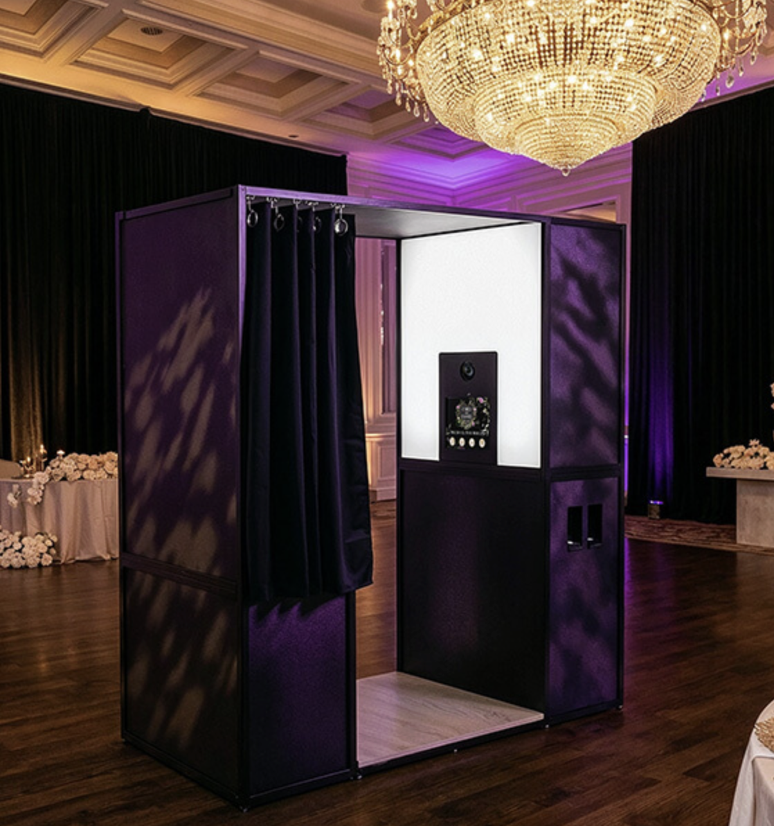 a traditional photo booth set up at an event