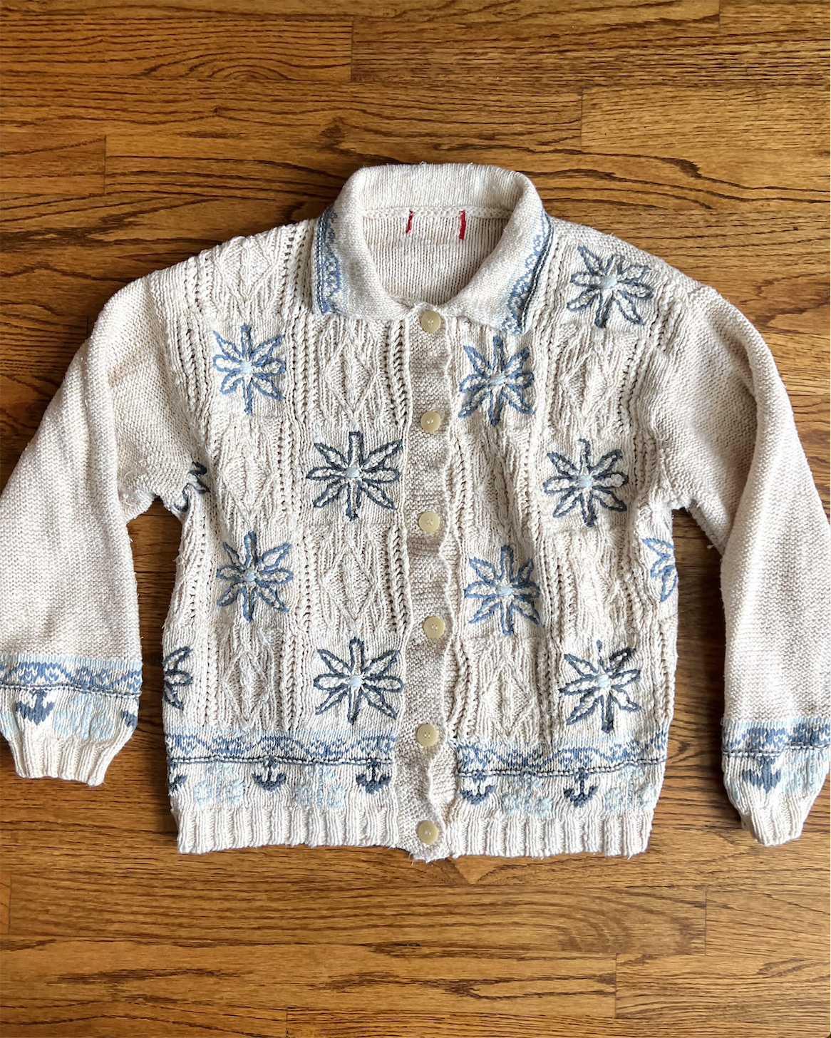90's cream cable knit cardigan (L/XL)